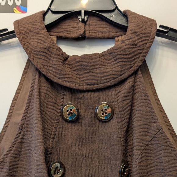 Milly of New York Brown Textured Halter Double Breasted Mini Dress Size 2 - Picture 4 of 14